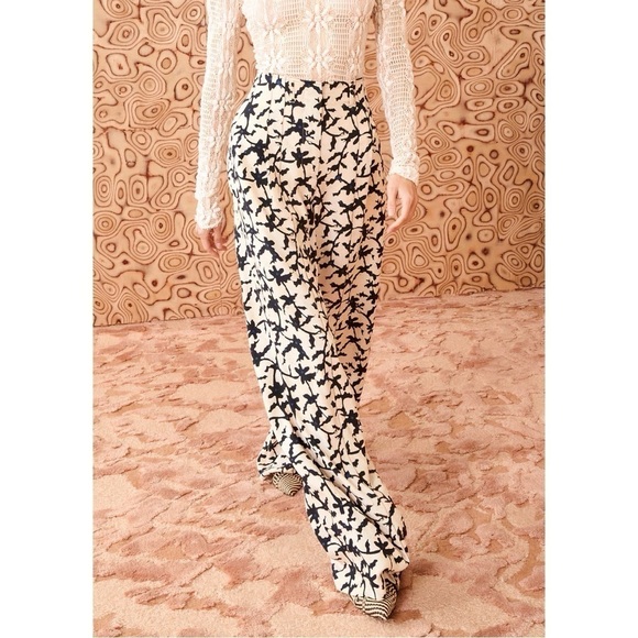 NWOT Ulla Johnson Wide-Leg Floral High-Waist Delvine Pant - Picture 1 of 7